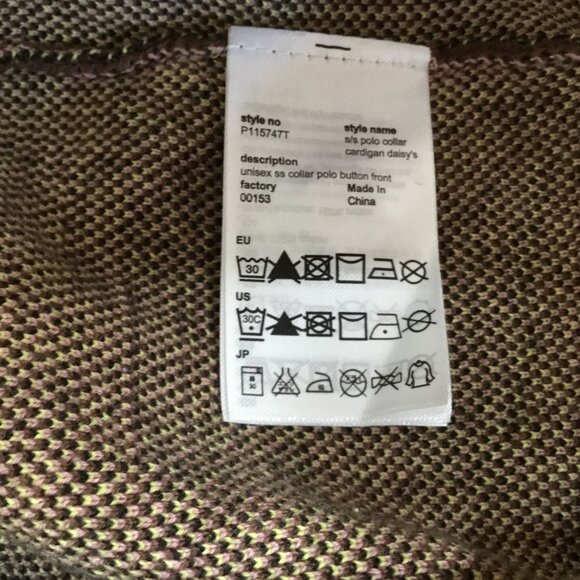 WESC Oversized Women Polo Collar Daisy Cardigan Shirt Brown Green Flowers XL NWT - Picture 9 of 10